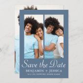 Chic Dusty Blue Script Photo Wedding Sla de datum  (Voorkant / Achterkant)