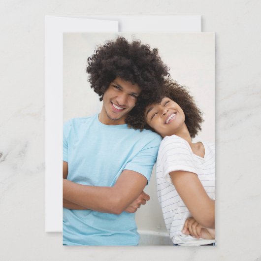 Chic Dusty Blue Script Photo Wedding Sla de datum (Achterkant)