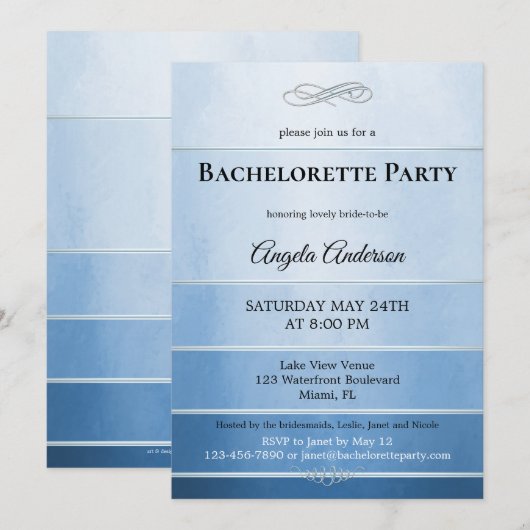 Chic Dusty Blue Striped Bachelorette Kaart (Voorkant / Achterkant)
