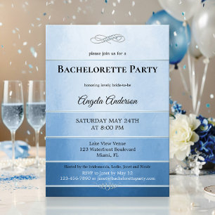Chic Dusty Blue Striped Bachelorette Kaart