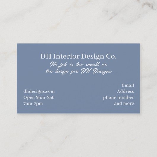 Chic Dusty Blue Visitekaartje (Achterkant)