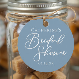 Chic Dusty Blue Vrijgezellenfeest gepersonaliseerd Bedankjes Labels