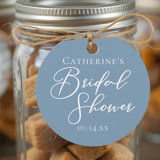 Chic Dusty Blue Vrijgezellenfeest gepersonaliseerd Bedankjes Labels