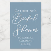 Chic Dusty Blue Vrijgezellenfeest Wit Gepersonalis Wijn Etiket (Enkel label)