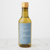 Chic Dusty Blue Vrijgezellenfeest Wit Gepersonalis Wijn Etiket (Voorkant)