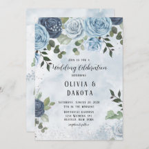 Chic Dusty Blue Waterverf Rustic Floral Wedding
