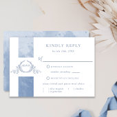 Chic Dusty Blue Waterverf Wedding Monogram RSVP