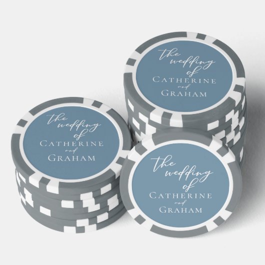 Chic Dusty Blue Wedding gepersonaliseerd Poker Chips (Opstapeling)