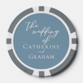 Chic Dusty Blue Wedding gepersonaliseerd Poker Chips (Voorkant)