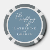 Chic Dusty Blue Wedding gepersonaliseerd Poker Chips (Achterkant)