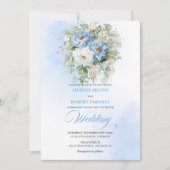 Chic Dusty Blue White Peony Eucalyptus Wedding  Kaart (Voorkant)