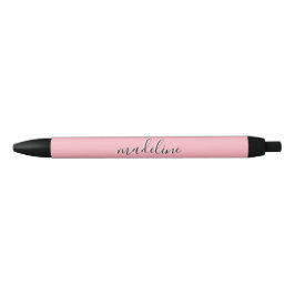 Chic Dusty Blush Pink met zwarte Calligrafienaam Inkt Pen