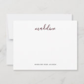 Chic Dusty Blush Pink met zwarte Calligrafienaam Notitiekaartje (Voorkant)