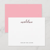 Chic Dusty Blush Pink met zwarte Calligrafienaam Notitiekaartje (Voorkant / Achterkant)