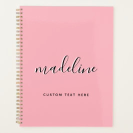 Chic Dusty Blush Pink met zwarte Calligrafienaam Planner