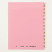 Chic Dusty Blush Pink met zwarte Calligrafienaam Planner (Achterkant)