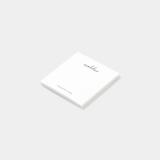 Chic Dusty Blush Pink met zwarte Calligrafienaam Post-it® Notes (Schuin)