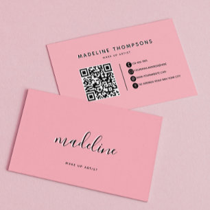 Chic Dusty Blush Pink met zwarte Calligrafienaam Visitekaartje