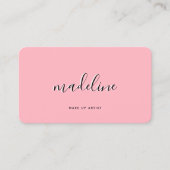 Chic Dusty Blush Pink met zwarte Calligrafienaam Visitekaartje (Voorkant)