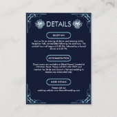 Chic Dusty Lichtblauw Bloemen Marine Trouwdetails Informatiekaartje (Voorkant)