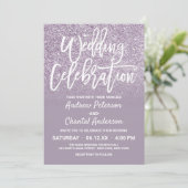Chic Dusty Paars Grey Faux Glitter Ombre Wedding Kaart (Staand voorkant)