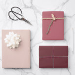 Chic Dusty Pink Aubergine Wine Solid Color Set van Inpakpapier Vel<br><div class="desc">Mooie set van drie inpakpapier vellen in een elegante combinatie van stevige stoffige roze,  aubergine en wijn tinten.</div>