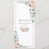Chic Dusty Pink Blush Rozen Poppy Floral Wedding Programmakaart (Achterkant)