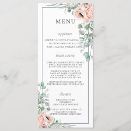 Chic Dusty Pink Blush Rozen Poppy Floral Wedding Programmakaart