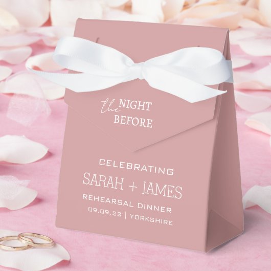 Chic Dusty Pink de avond voor het repetitiediner Bedankdoosjes (Huwelijk)