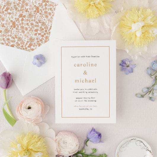 Chic Dusty Pink Ditzy Floral Wedding Invitation Kaart