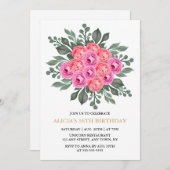 Chic Dusty Pink Flora Roos Gold 16e verjaardag Kaart (Voorkant / Achterkant)