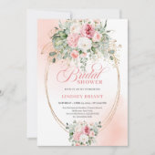 Chic Dusty Pink Floral Bridal Shower Invitation Kaart (Voorkant)