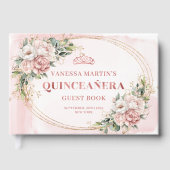 Chic Dusty Pink Floral Eucalyptus 15th Birthday  Gastenboek (Voorkant)