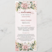 Chic Dusty Pink Floral Eucalyptus Wedding Program Programmakaart (Voorkant)