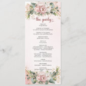 Chic Dusty Pink Floral Eucalyptus Wedding Program Programmakaart (Achterkant)
