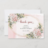 Chic Dusty Pink Flowers Eucalyptus Wedding Thank U Bedankkaart (Voorkant)