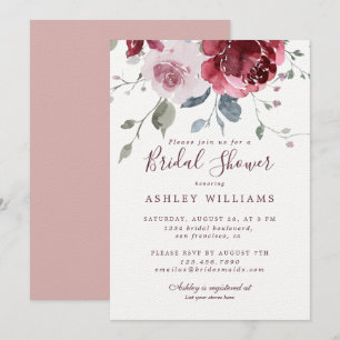 Chic Dusty Pink Rose Burgundy Vrijgezellenfeest Kaart