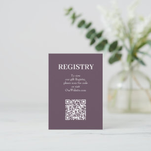 Chic Dusty Purple Huwelijksregister QR Code Informatiekaartje