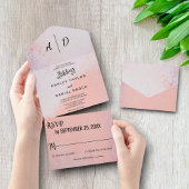 Chic dusty roos All in One Wedding Invite All In One Uitnodiging