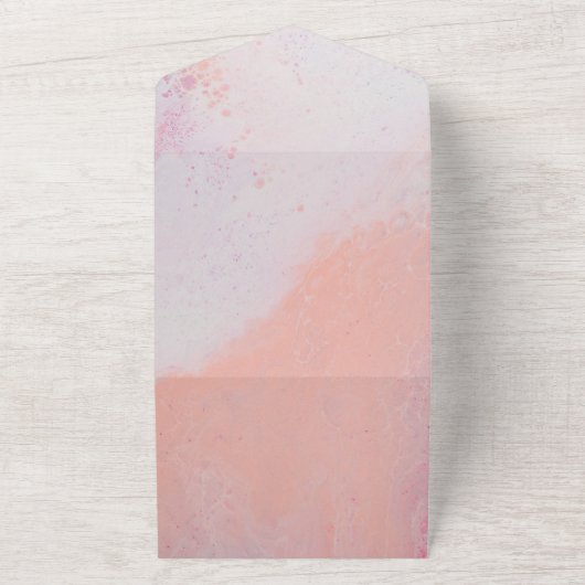 Chic dusty roos All in One Wedding Invite All In One Uitnodiging (Buitenkant)