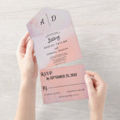 Chic dusty roos All in One Wedding Invite Uitnodiging (Afscheurbaar)