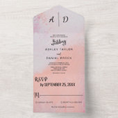Chic dusty roos All in One Wedding Invite Uitnodiging (Binnen)