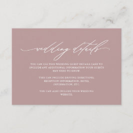 Chic Dusty Roos Calligraphy Wedding Guest Details Informatiekaartje