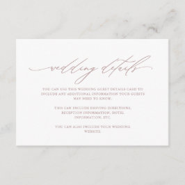 Chic Dusty Roos Calligraphy Wedding Guest Details Informatiekaartje
