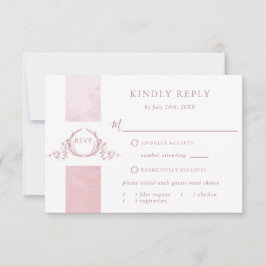 Chic Dusty Roos Waterverf Wedding Monogram RSVP