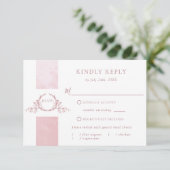 Chic Dusty Roos Waterverf Wedding Monogram RSVP Kaartje (Staand voorkant)