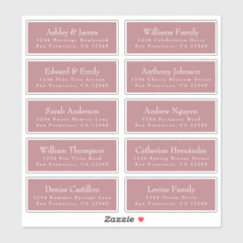 Chic Dusty Roos Wedding Guest Adresetiketten Sticker