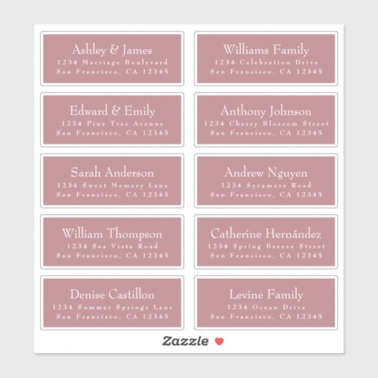 Chic Dusty Roos Wedding Guest Adresetiketten Sticker (Vel)