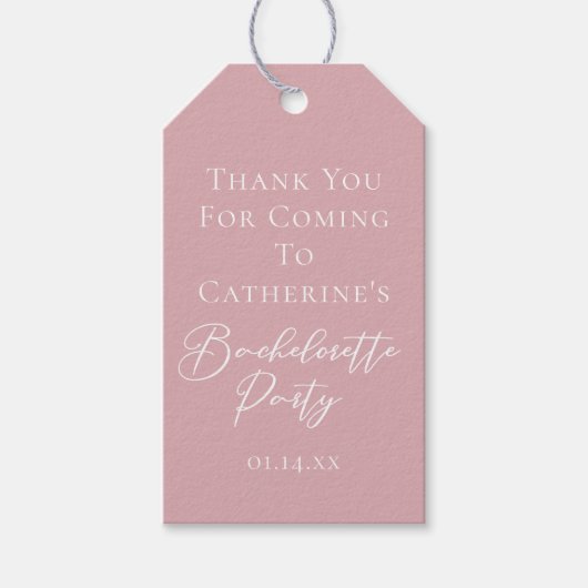 Chic Dusty Rose Pink Bachelorette Party Custom Cadeaulabel (Voorkant)