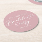 Chic Dusty Rose Pink Bachelorette Party Custom Ronde Kartonnen Onderzetter (Gebogen)